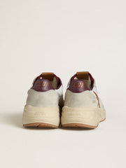 Golden Goose Men's Running Sole in nylon and suede with brown leather star and burgundy leather heel tab