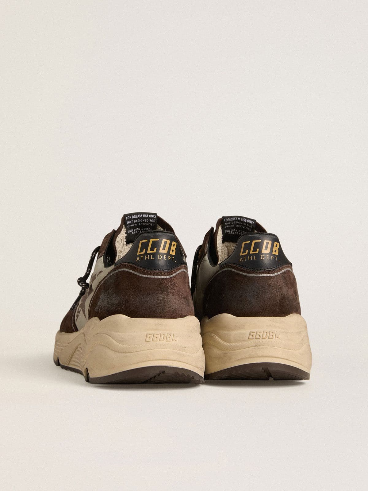 Golden Goose Men's Running Sole in nylon and suede with printed star and leather heel tab