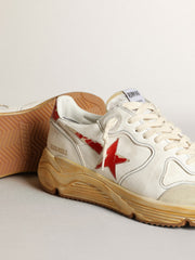 Golden Goose Men's Running Sole with leather star and heel tab with red print