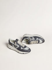 Golden Goose Men’s Running Sole in gray nylon and black nappa leather with a black suede star