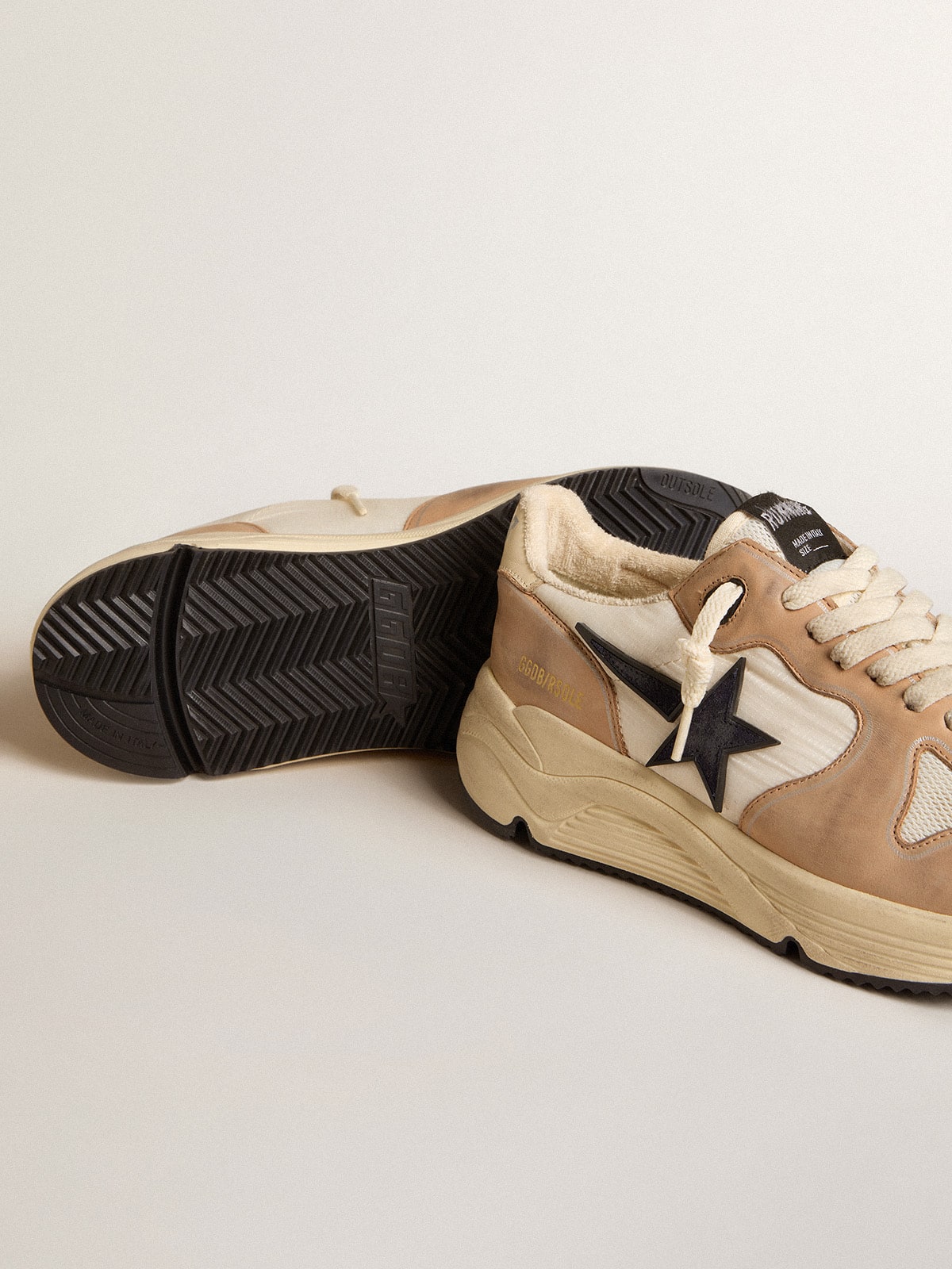 Golden Goose Running Sole in nylon and nubuck with dark blue suede star