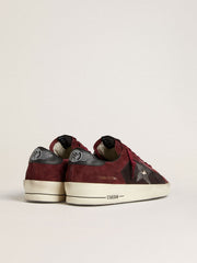 Golden Goose Men's Stardan in black mesh and burgundy suede with white leather star