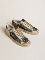 Golden Goose Men's Stardan in nappa and mesh with leopard-print pony skin heel tab