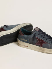 Golden Goose Men's Stardan LTD in anthracite nubuck and blue suede with metallic leather star