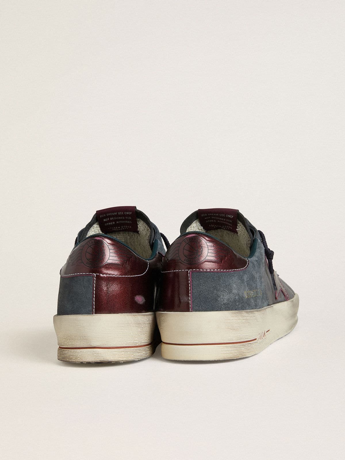 Golden Goose Men's Stardan LTD in anthracite nubuck and blue suede with metallic leather star