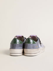 Golden Goose Men's Stardan in powder-blue suede with green leather star and heel tab
