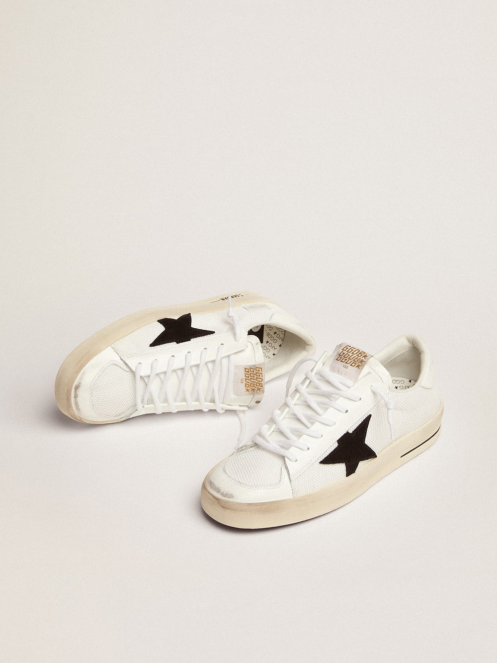 Golden Goose Men's Stardan in white mesh with black suede star