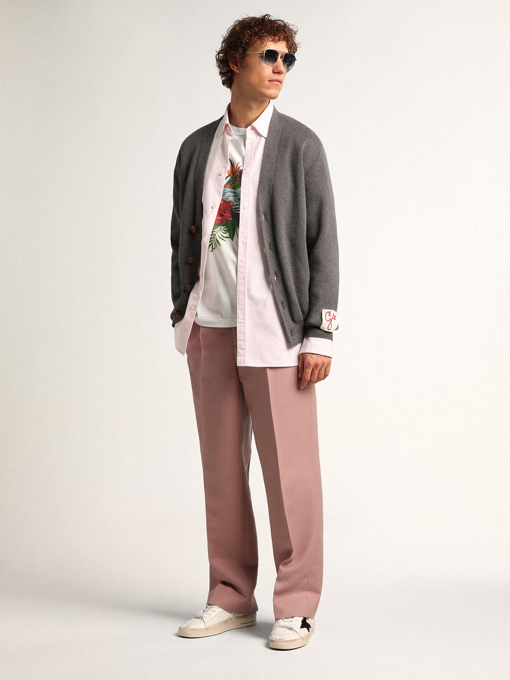 Golden Goose Men's Stardan in white mesh with black suede star