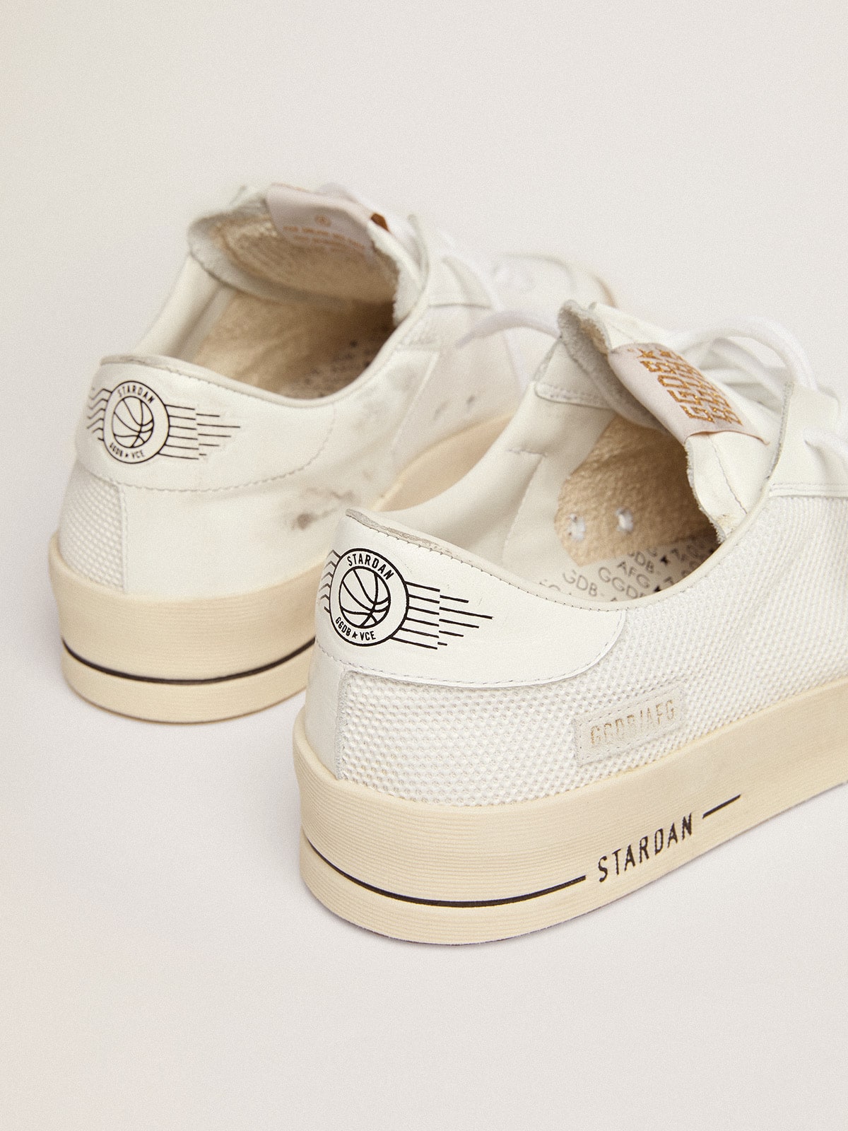 Golden Goose Men's Stardan in white mesh with black suede star