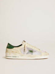 Golden Goose Stardan in white suede and mesh with green leather star and heel tab