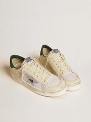 Golden Goose Stardan in white suede and mesh with green leather star and heel tab