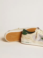 Golden Goose Stardan in white suede and mesh with green leather star and heel tab