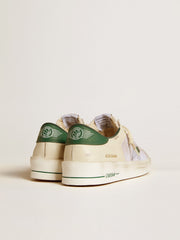 Golden Goose Stardan in white suede and mesh with green leather star and heel tab