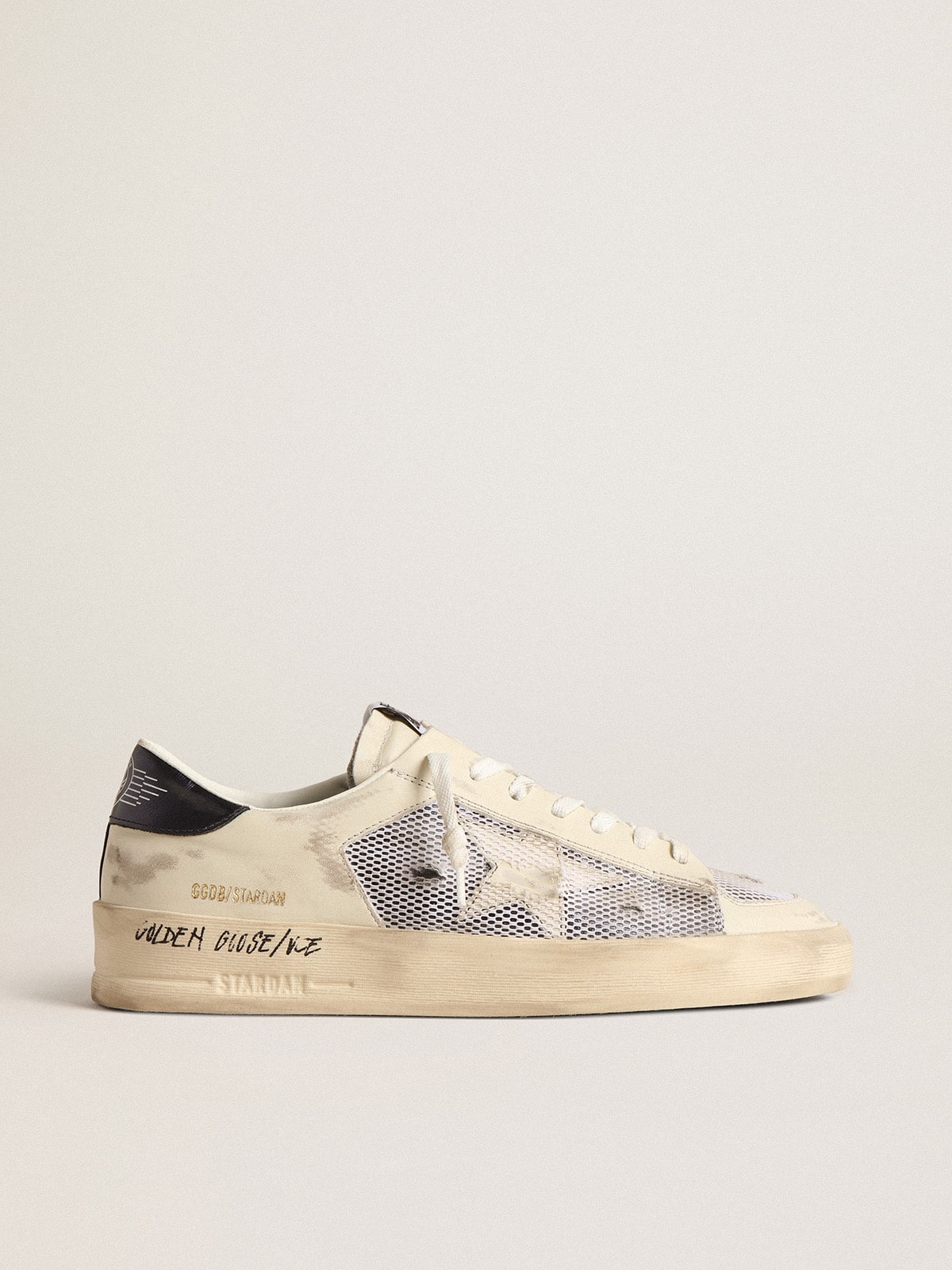 Golden Goose Stardan in white leather and mesh with white leather star