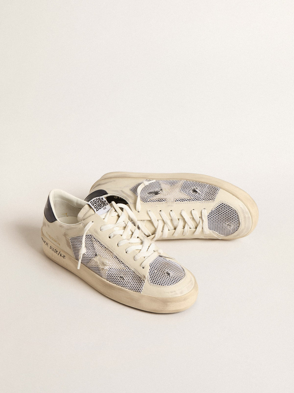 Golden Goose Stardan in white leather and mesh with white leather star