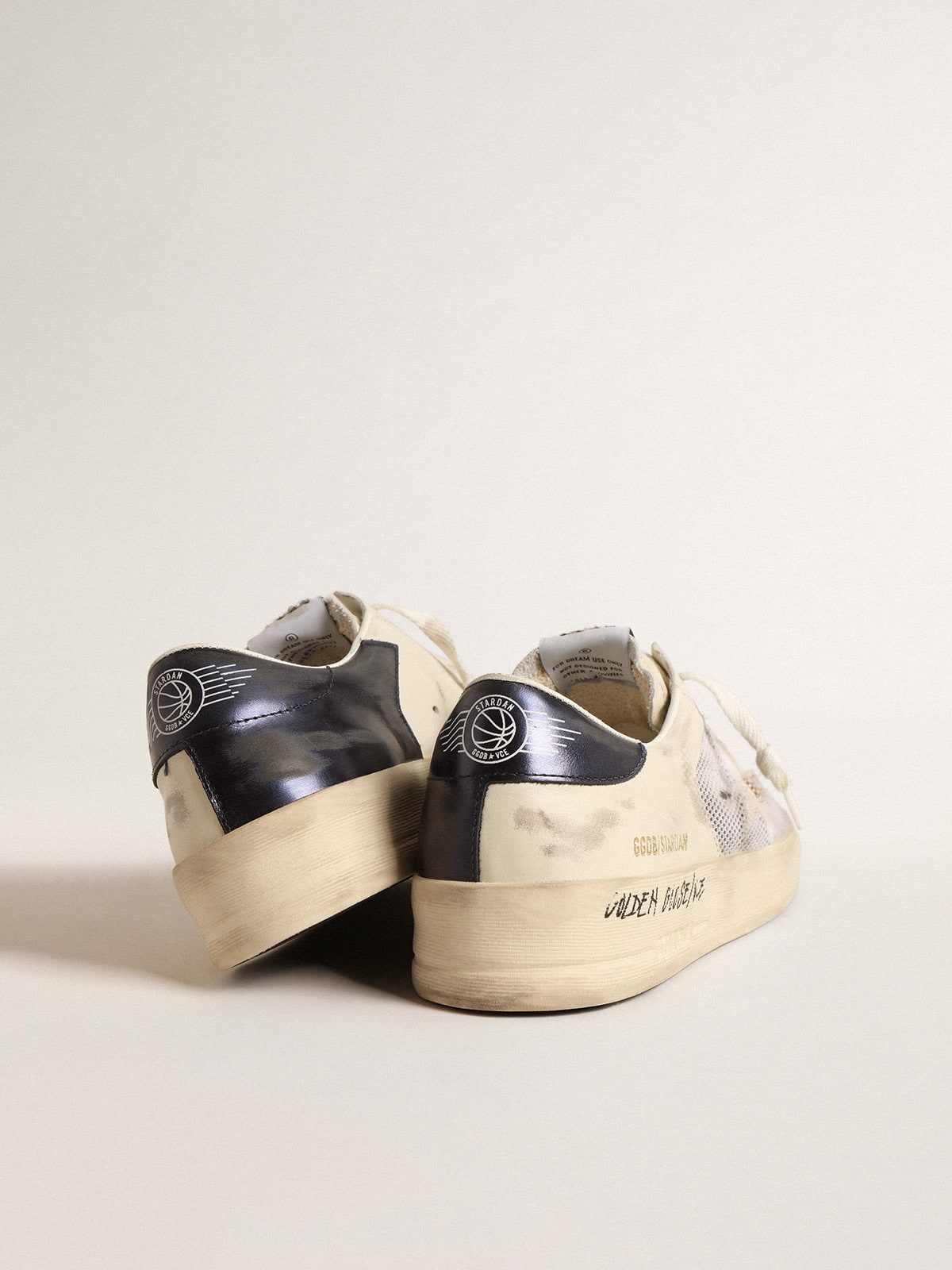 Golden Goose Stardan in white leather and mesh with white leather star