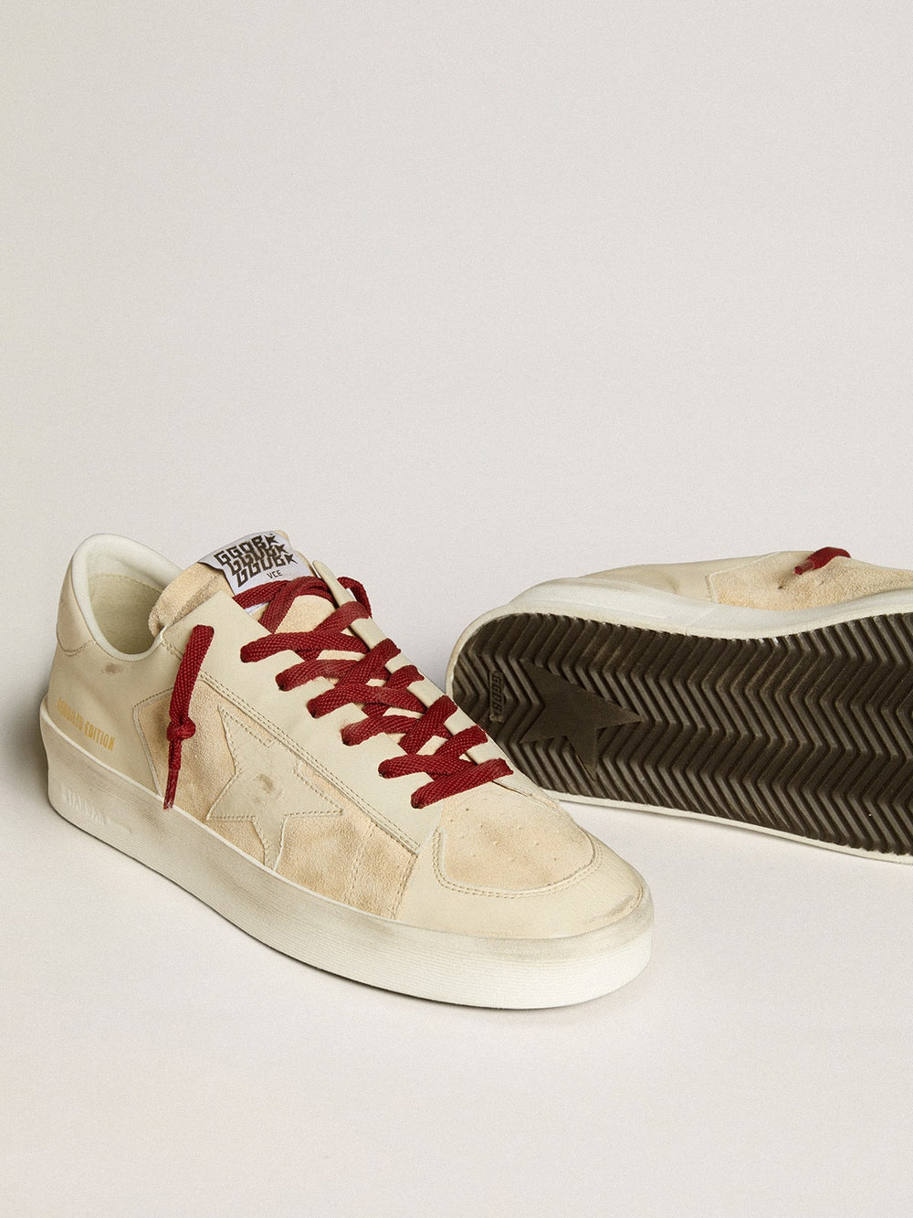 Golden Goose Men’s Stardan LTD in suede with patent white leather star and heel tab
