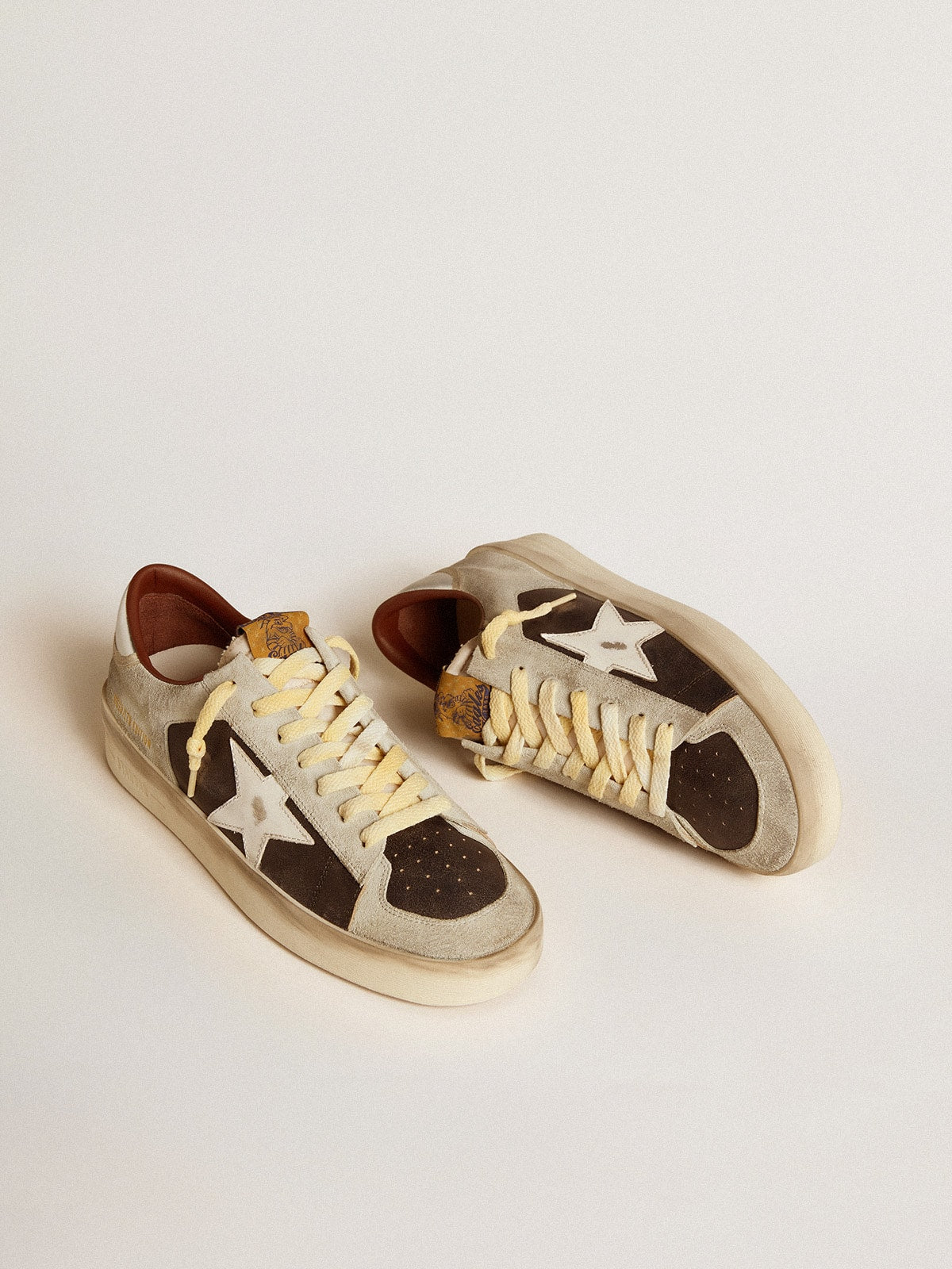 Golden Goose Men's Stardan in suede and leather with leather star and metallic heel tab