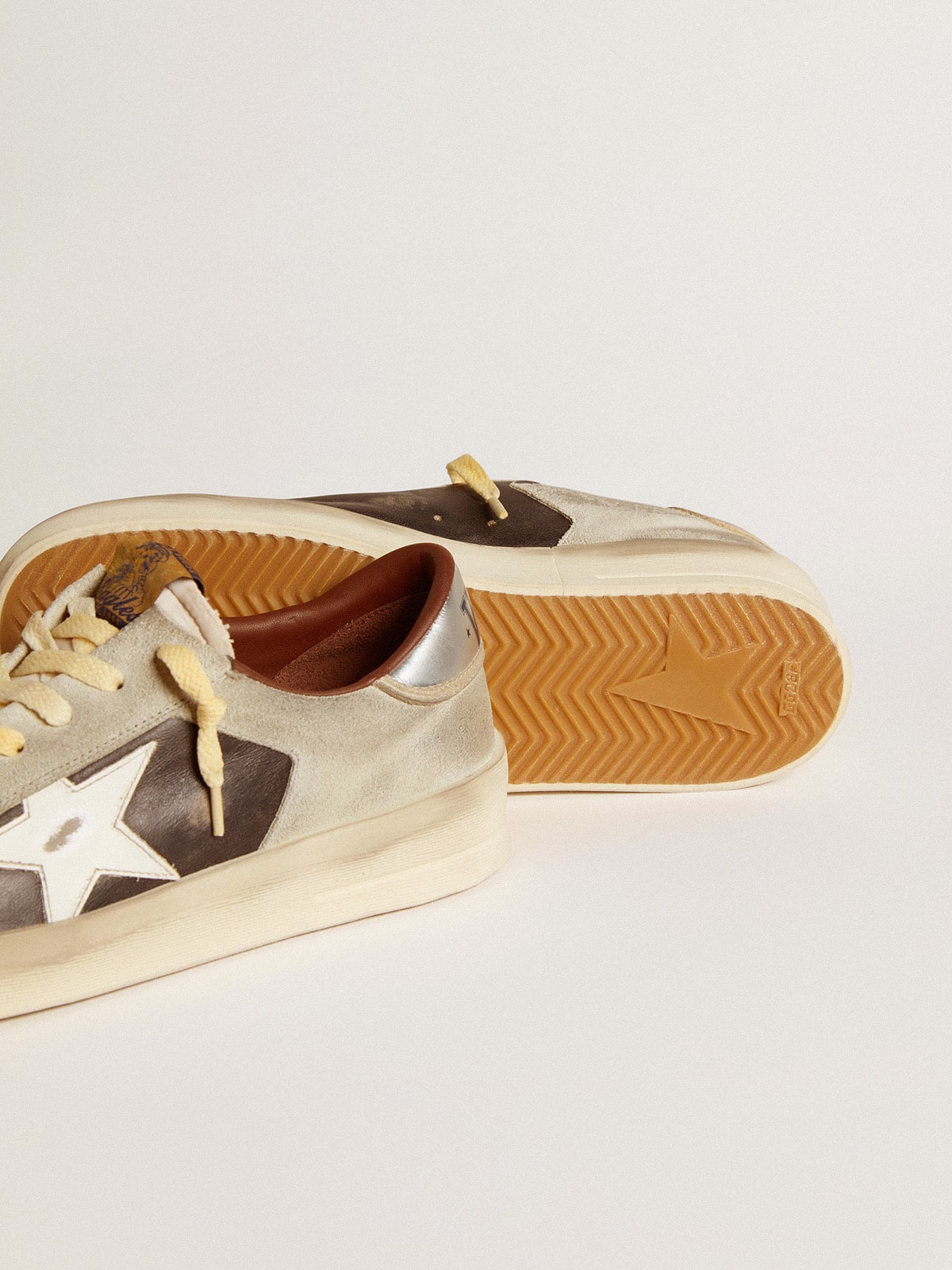 Golden Goose Men's Stardan in suede and leather with leather star and metallic heel tab