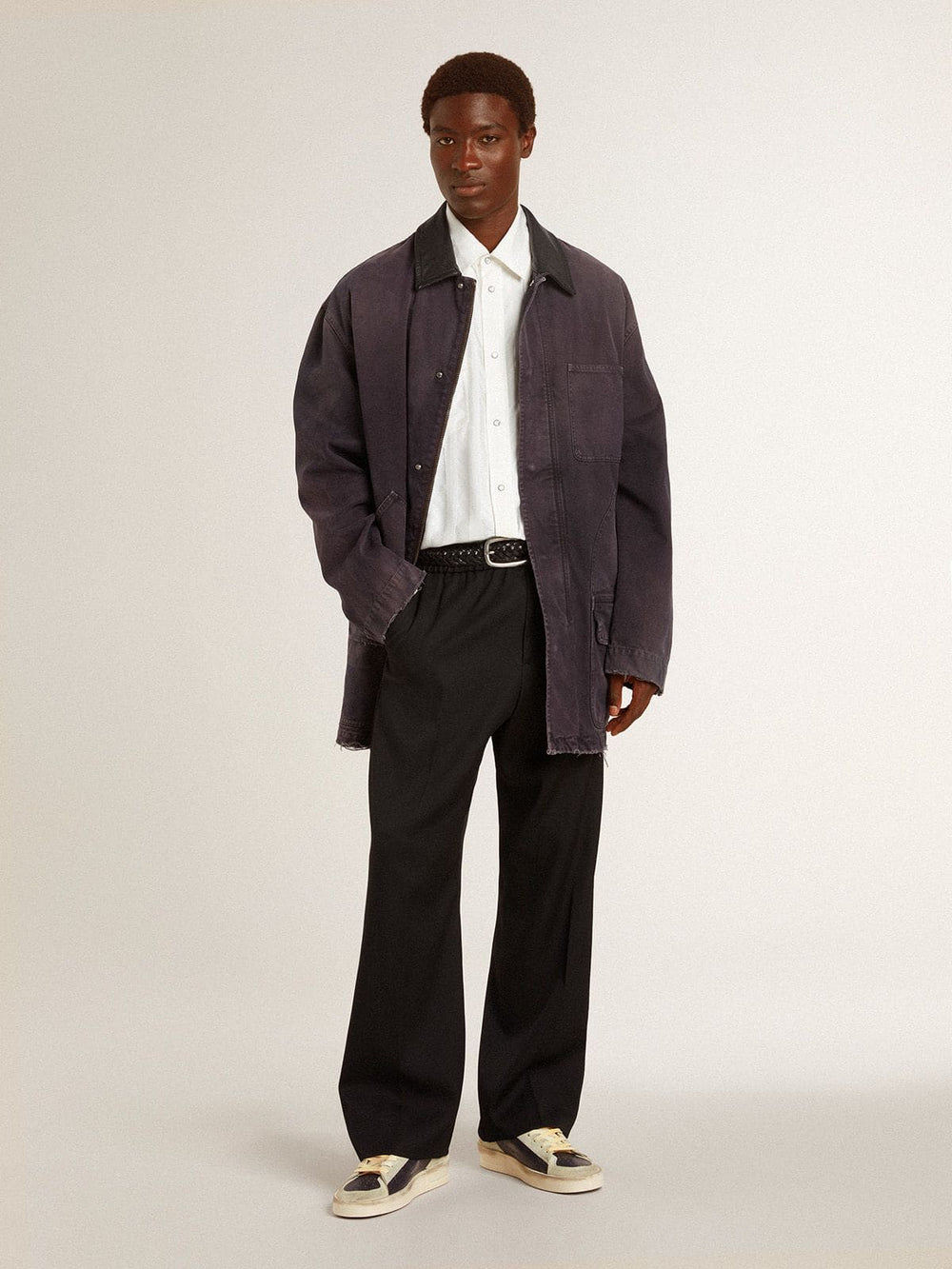 Golden Goose Men's Stardan in suede and leather with leather star and metallic heel tab