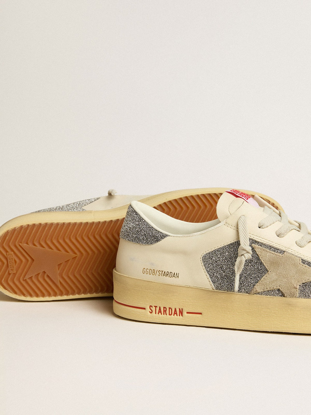 Golden Goose Men's Stardan in suede with sand star and Swarovski crystal inserts