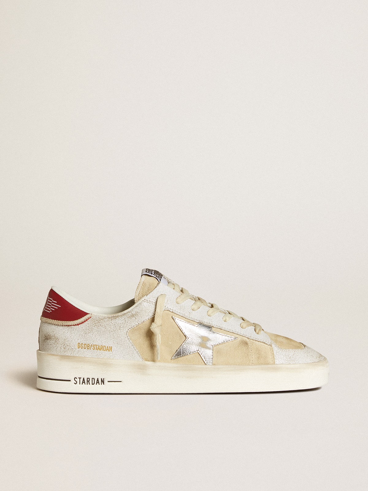 Golden Goose Men's Stardan in nubuck and crackle leather with silver metallic leather star