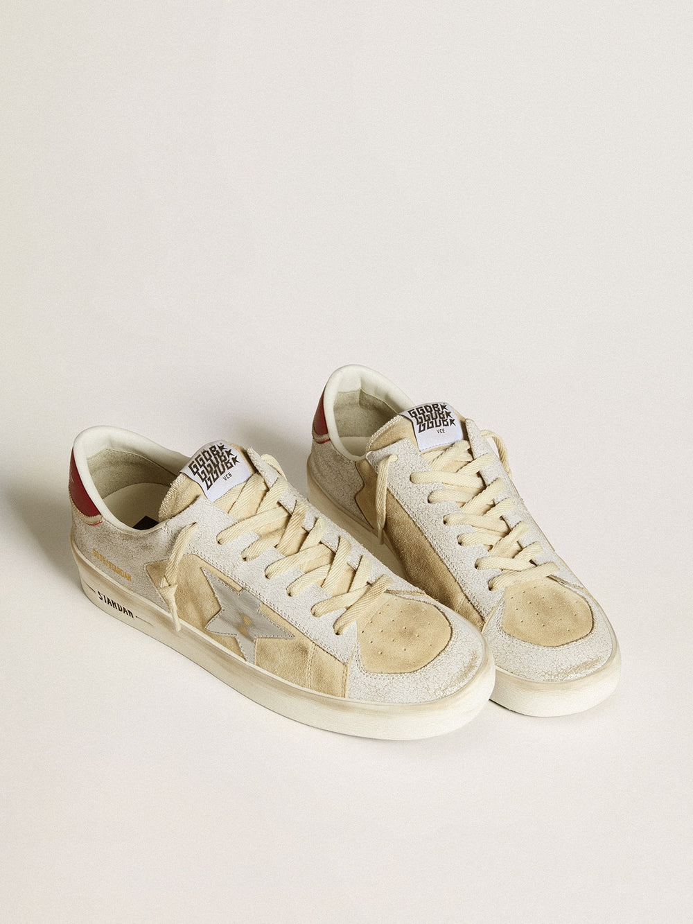 Golden Goose Men's Stardan in nubuck and crackle leather with silver metallic leather star