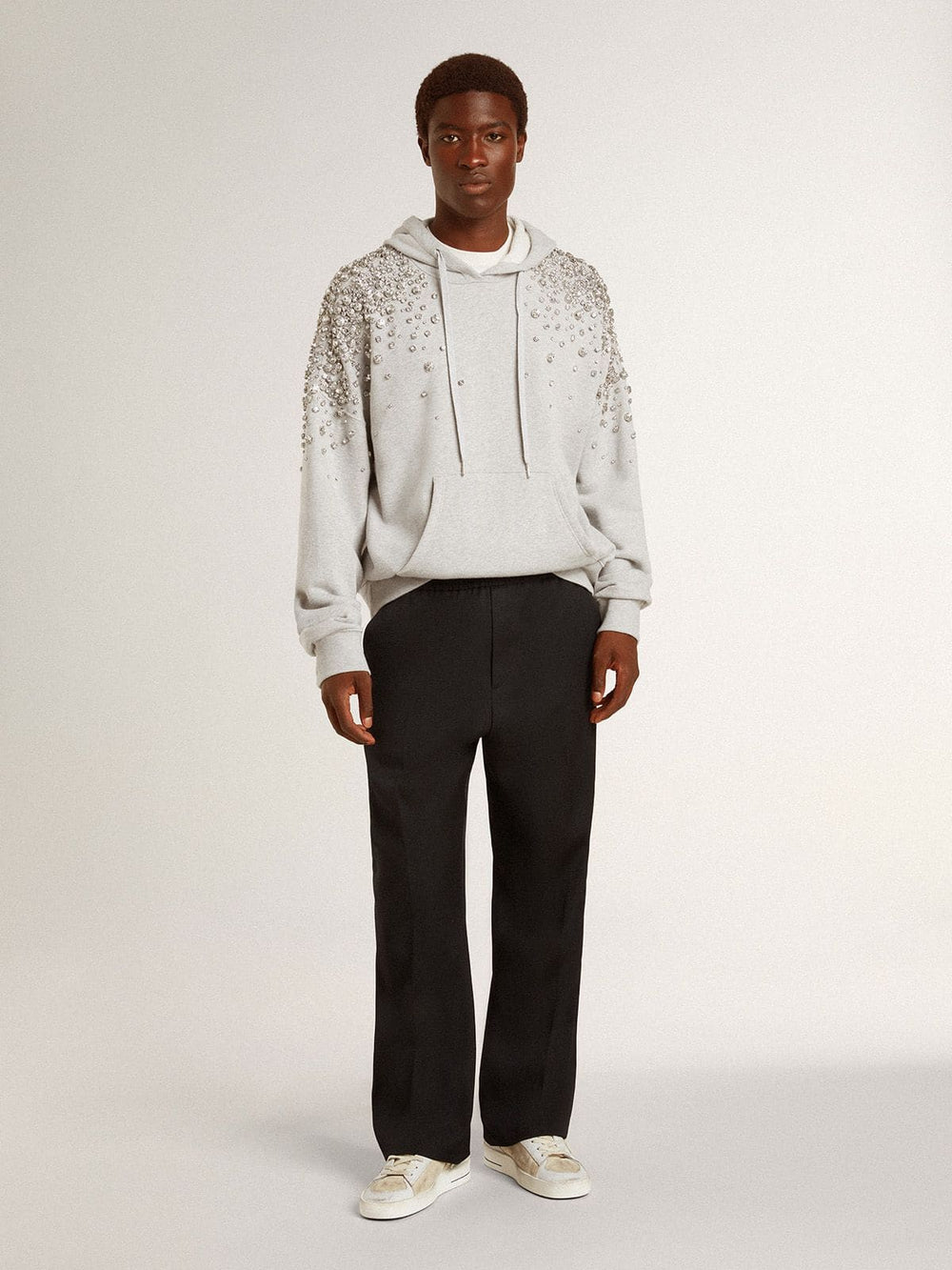 Golden Goose Men's Stardan in nubuck and crackle leather with silver metallic leather star
