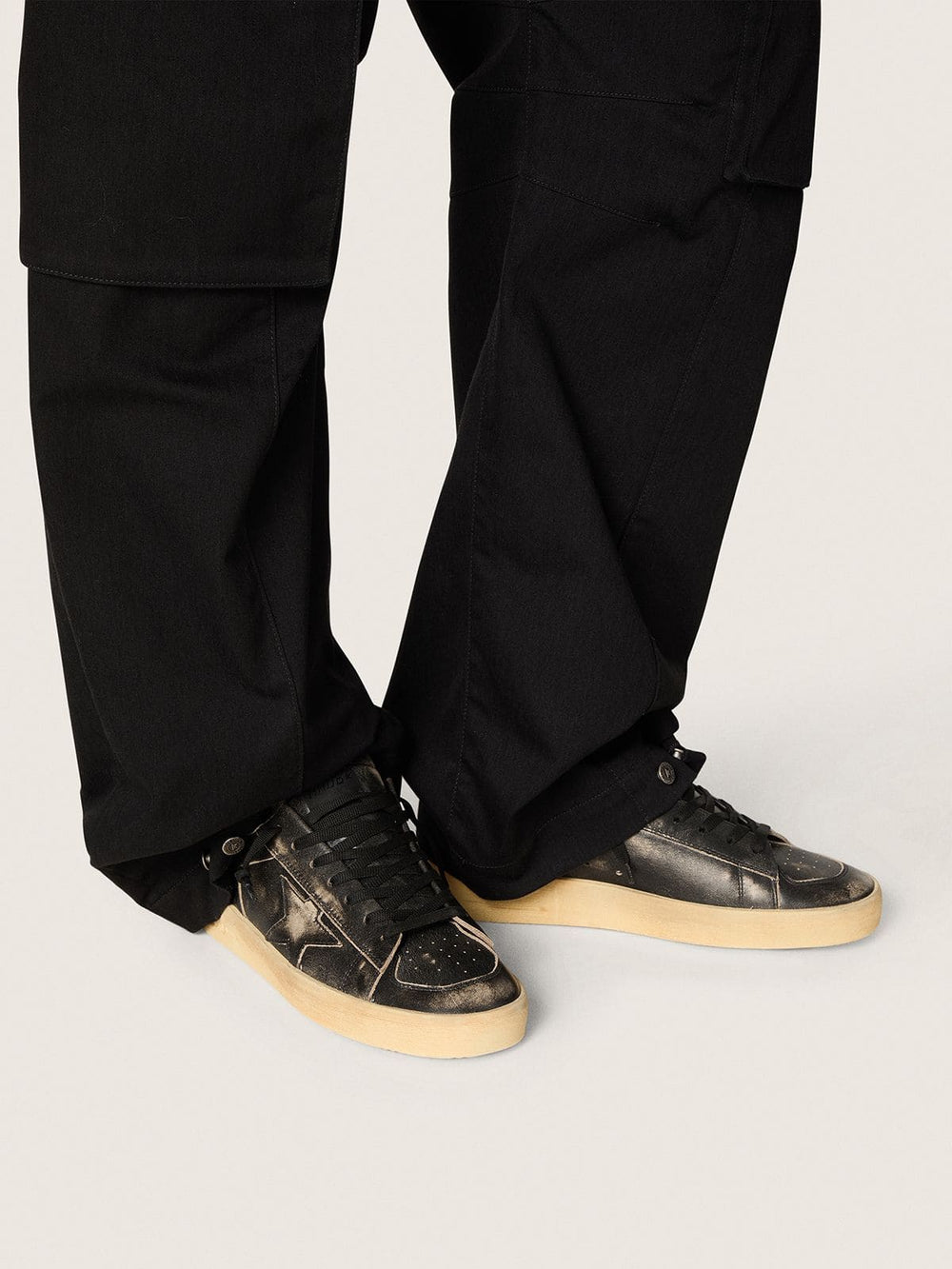 Golden Goose Men's Stardan in black leather with black leather star and heel tab