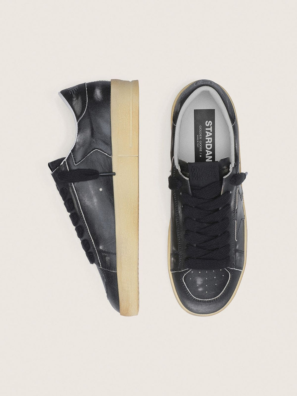 Golden Goose Men's Stardan in black leather with black leather star and heel tab