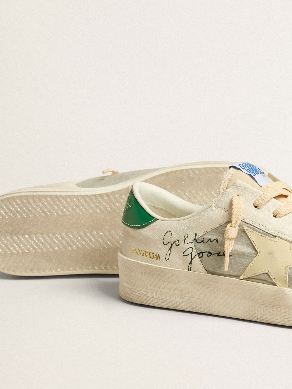 Golden Goose Stardan in white nappa leather with cream-colored leather star