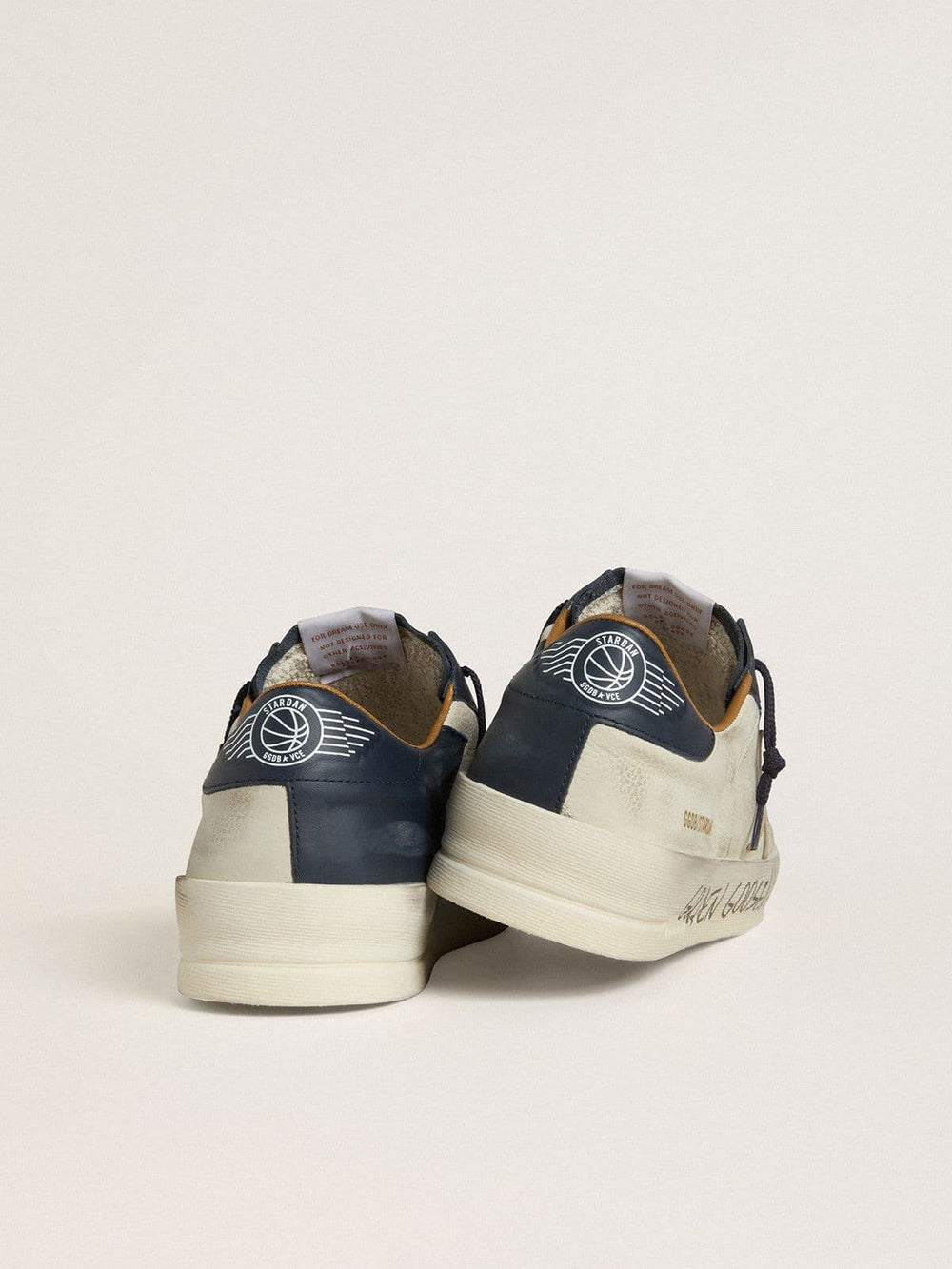 Golden Goose Men's Stardan in nubuck with metallic leather star and blue nappa heel tab
