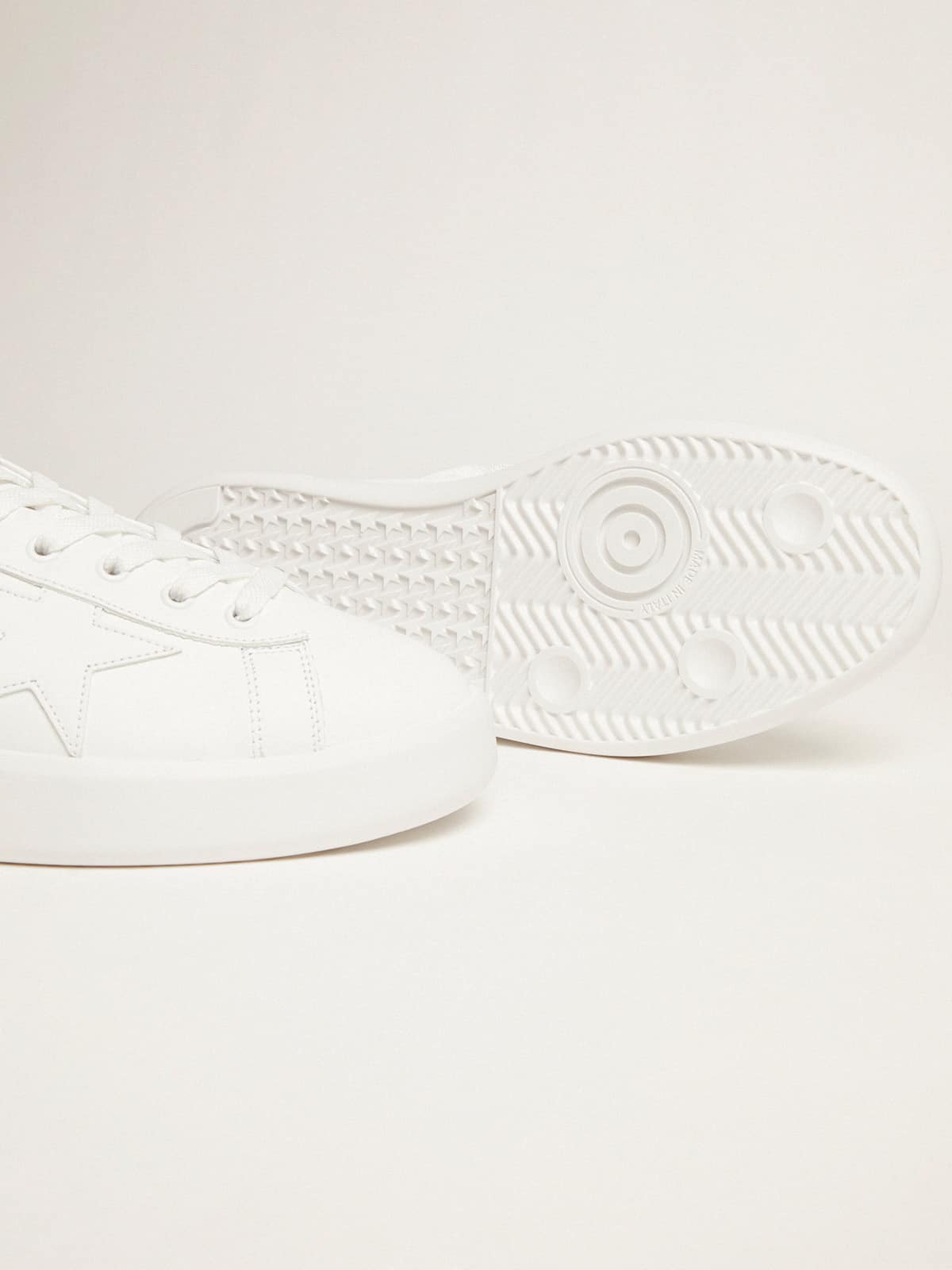 Golden Goose White Purestar sneakers with fluorescent orange heel tab