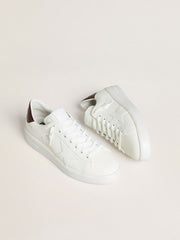 Golden Goose Men’s Purestar with white leather star and burgundy croc-print leather heel tab
