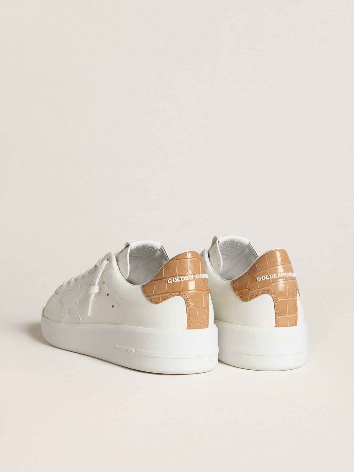 Golden Goose Men's Purestar with leather star and croc-print leather heel tab