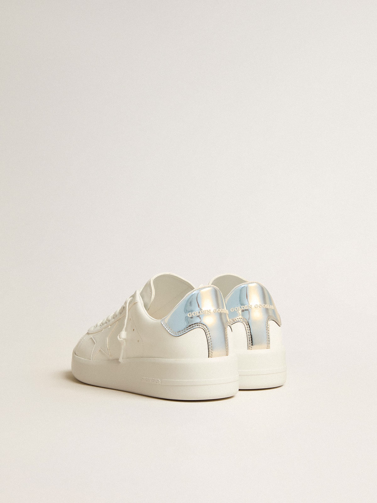 Golden Goose Men’s bio-based Purestar with white star and mirror-effect heel tab