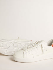 Golden Goose Men's Purestar with white leather star and orange heel tab