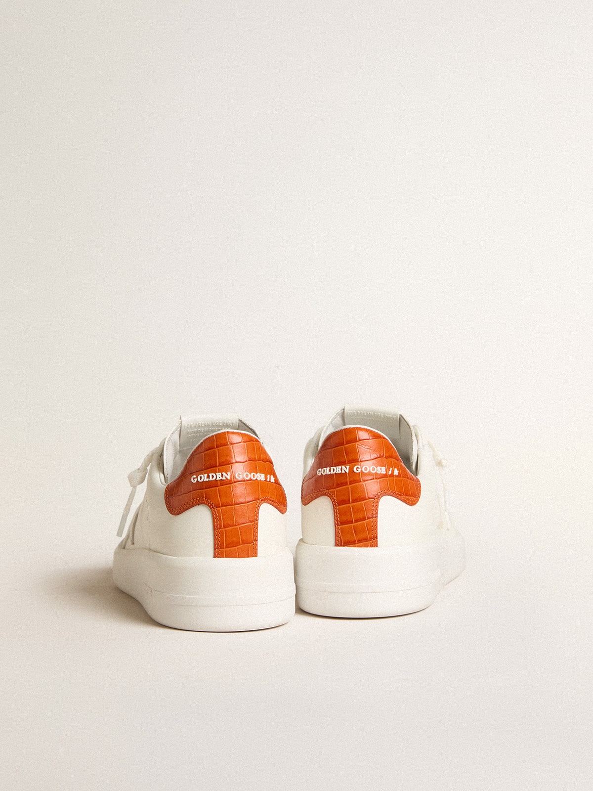 Golden Goose Men's Purestar with white leather star and orange heel tab