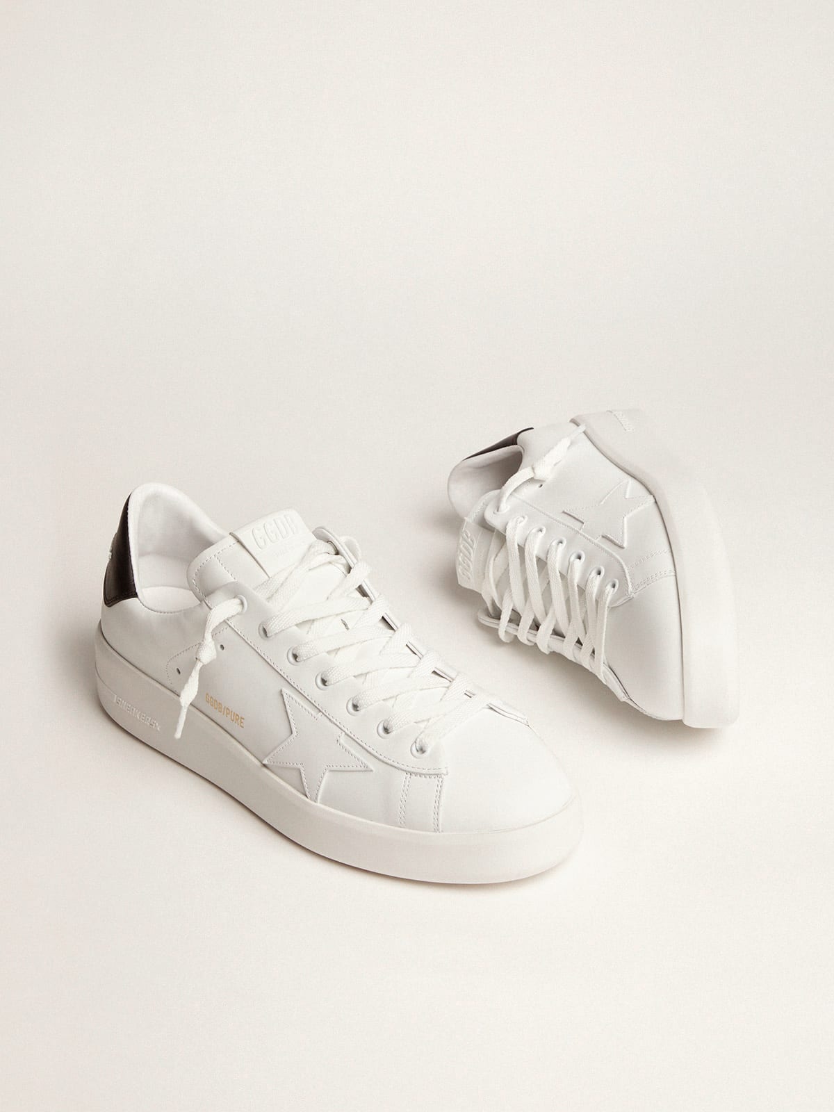 Golden Goose Men's Purestar with leather star and black leather heel tab