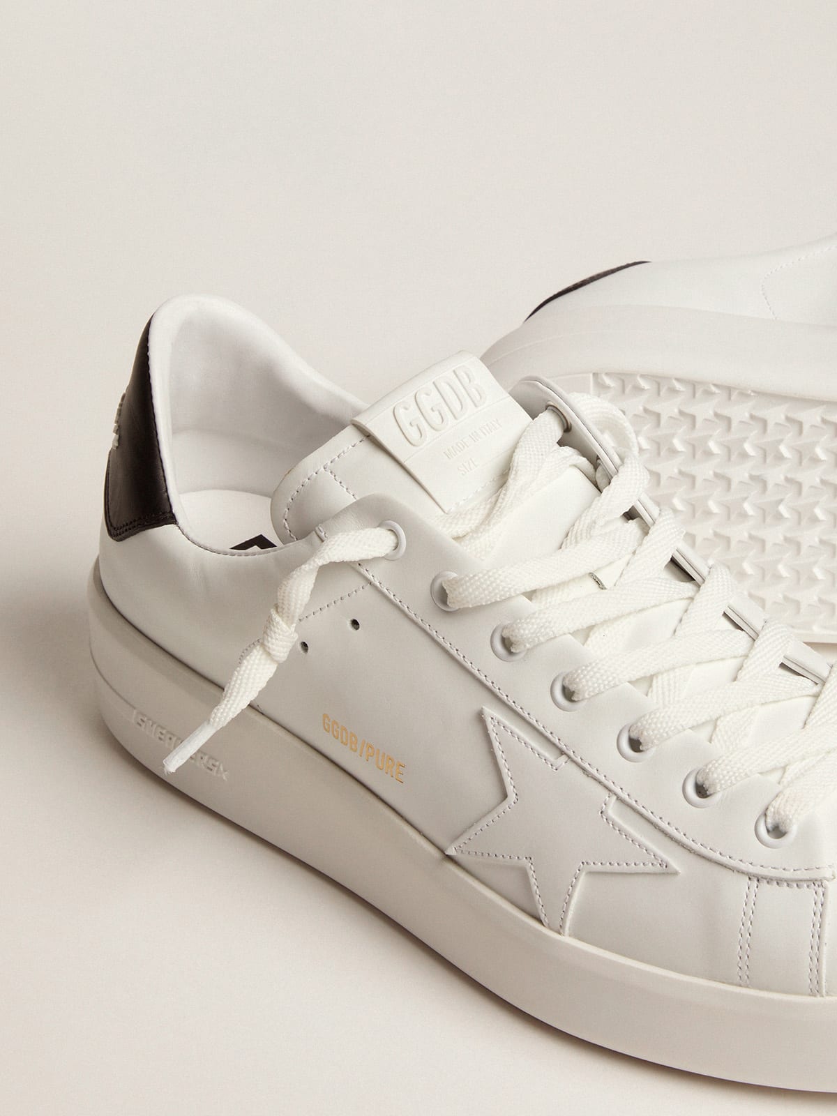 Golden Goose Men's Purestar with leather star and black leather heel tab