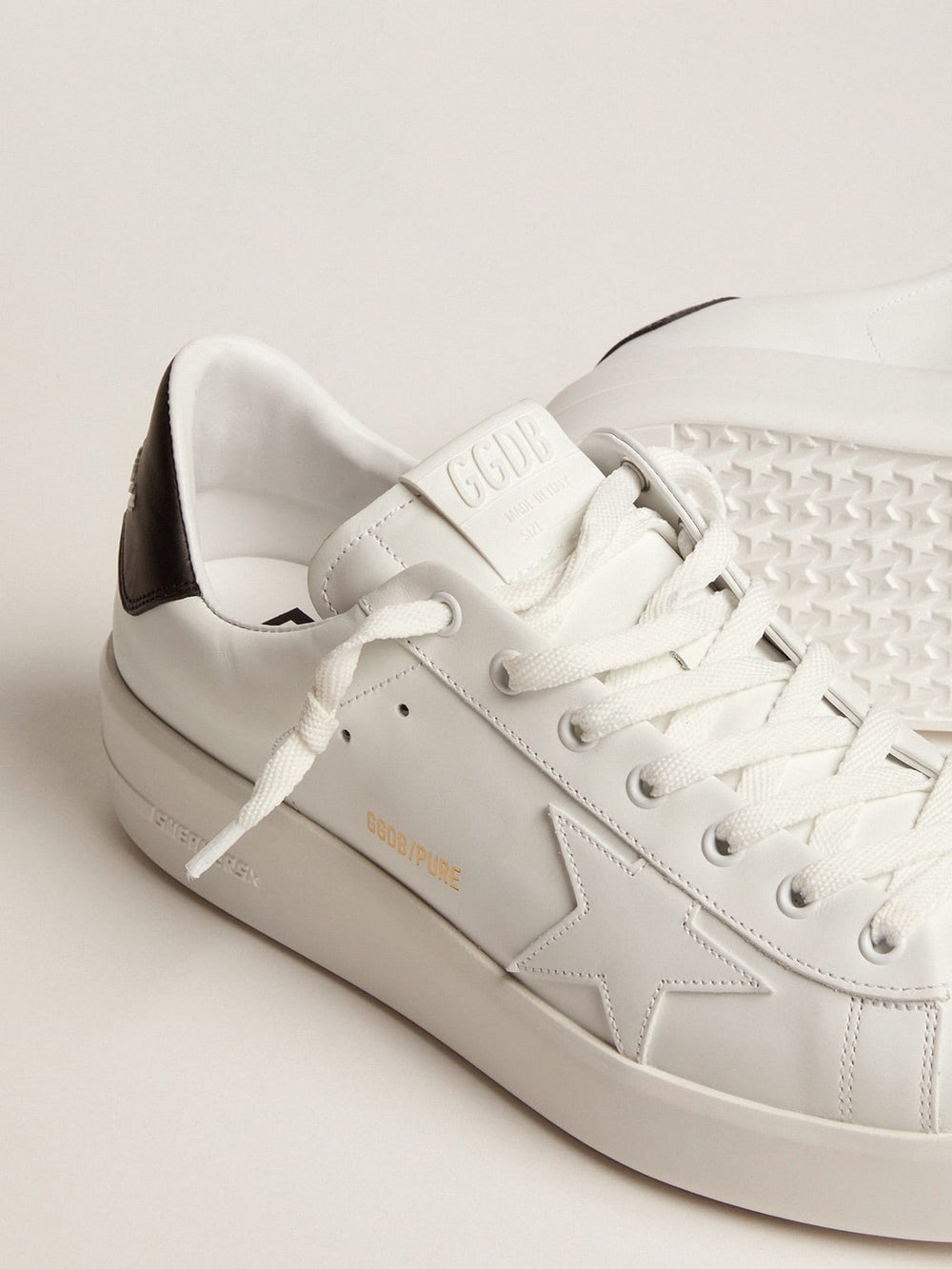 Golden Goose Men's Purestar with leather star and black leather heel tab