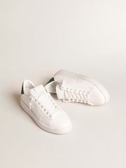 Golden Goose Purestar with white bio-based star and mat green leather heel tab