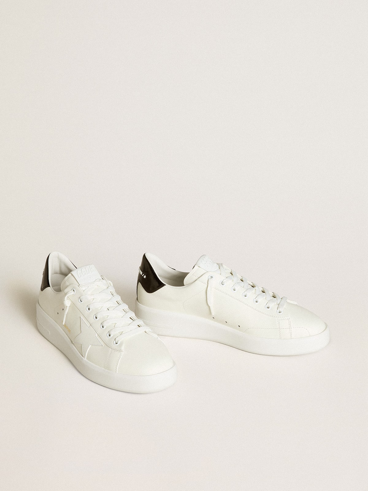 Golden Goose Men’s Purestar with leather star and black patent leather heel tab