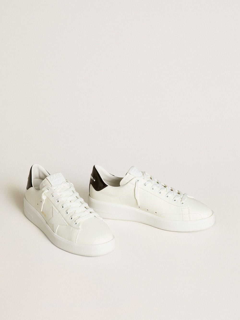 Golden Goose Men’s Purestar with leather star and black patent leather heel tab