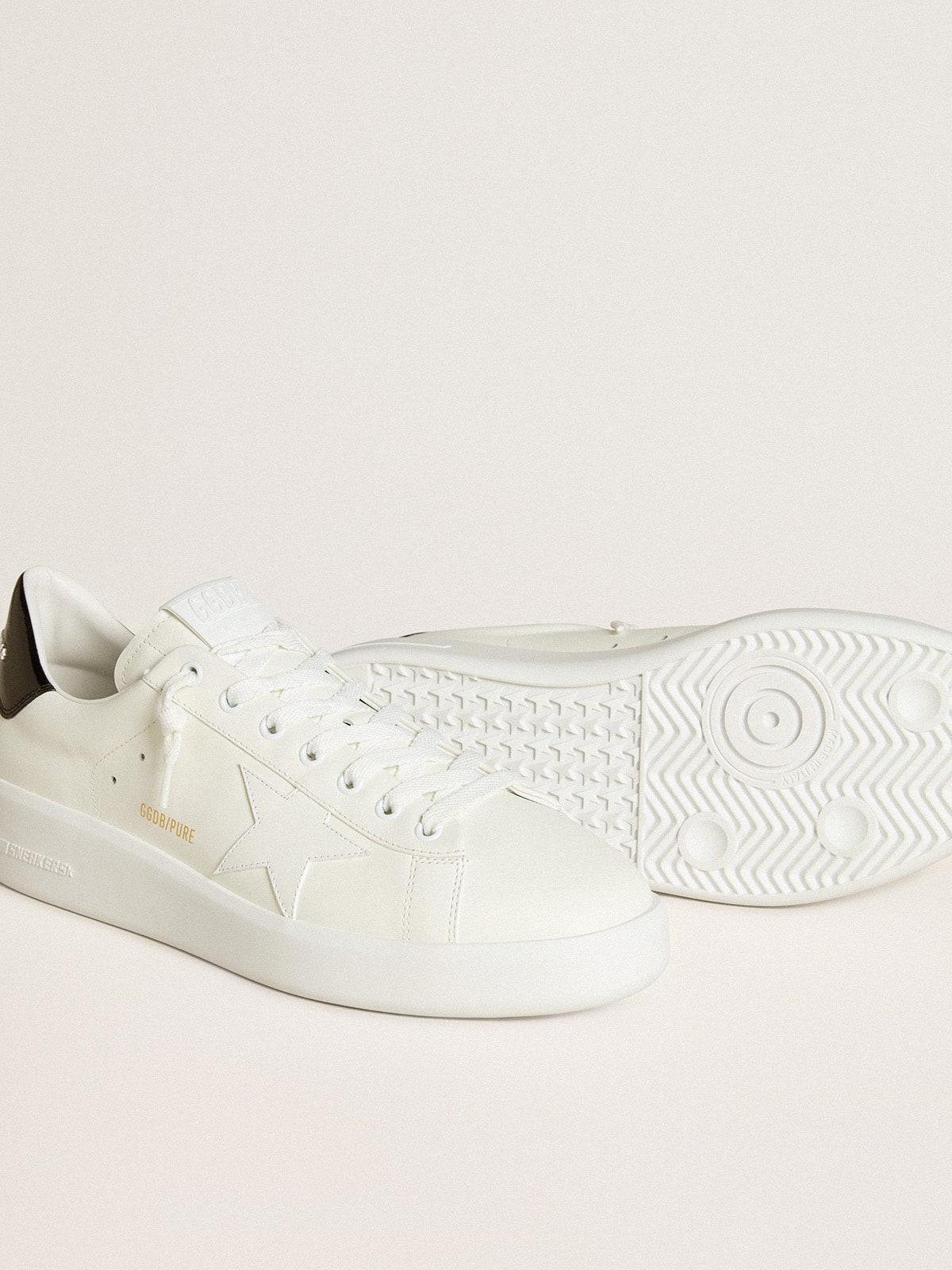 Golden Goose Men’s Purestar with leather star and black patent leather heel tab