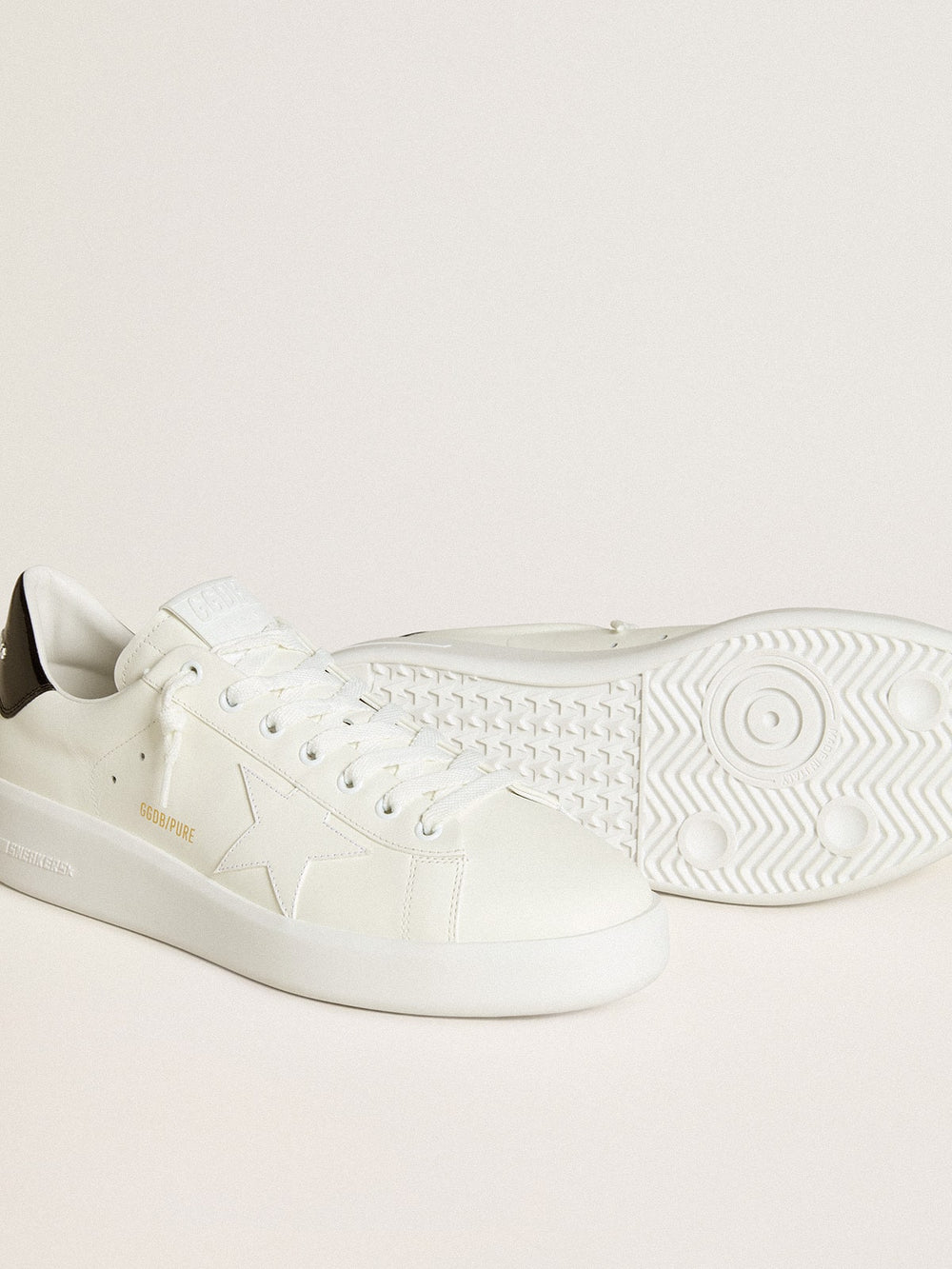 Golden Goose Men’s Purestar with leather star and black patent leather heel tab
