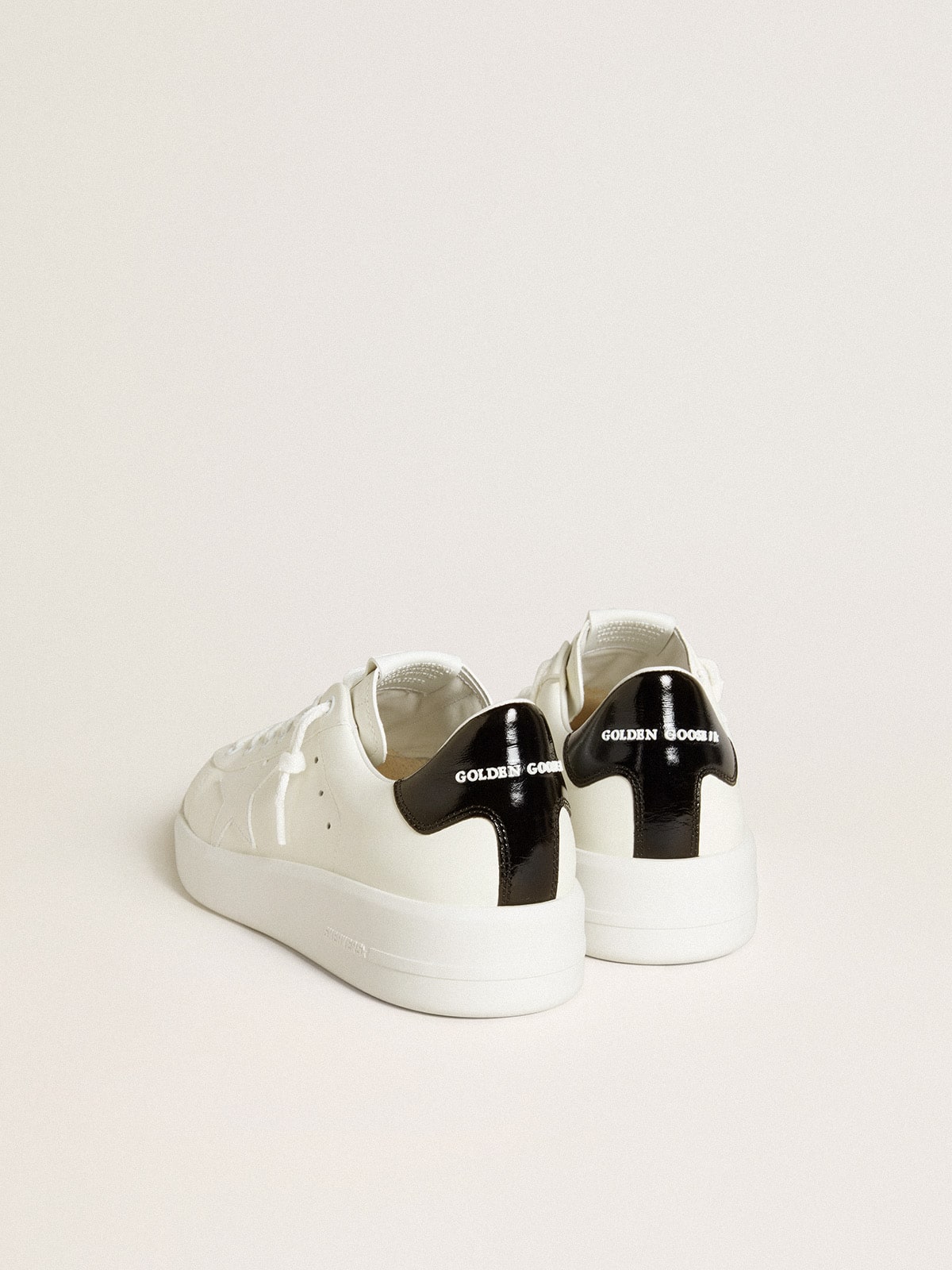 Golden Goose Men’s Purestar with leather star and black patent leather heel tab