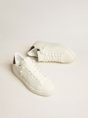 Golden Goose Purestar with white star and burgundy lizard-print heel tab