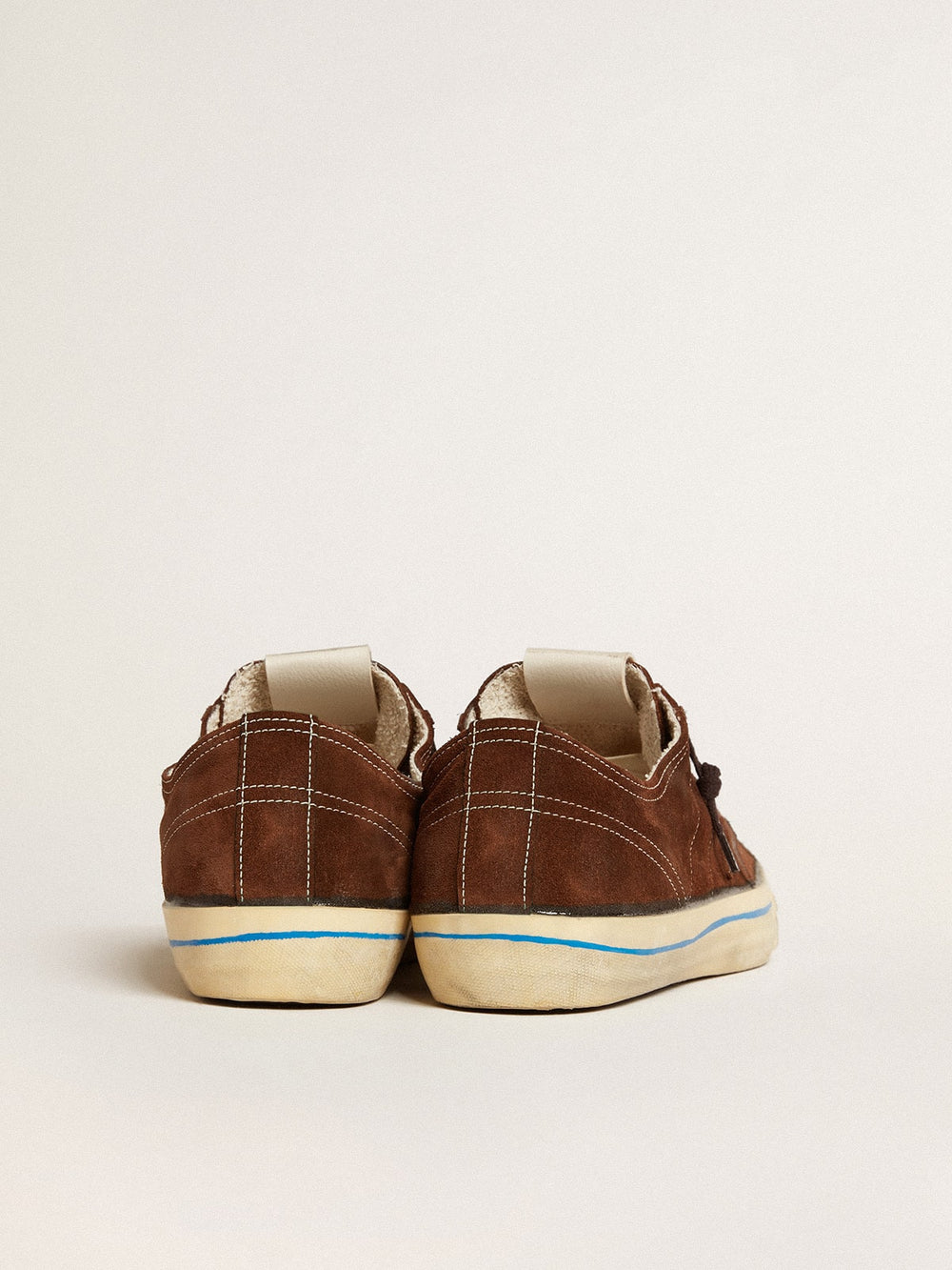 Golden Goose Men's V-Star LTD sneakers in dark brown suede with tone-on-tone star