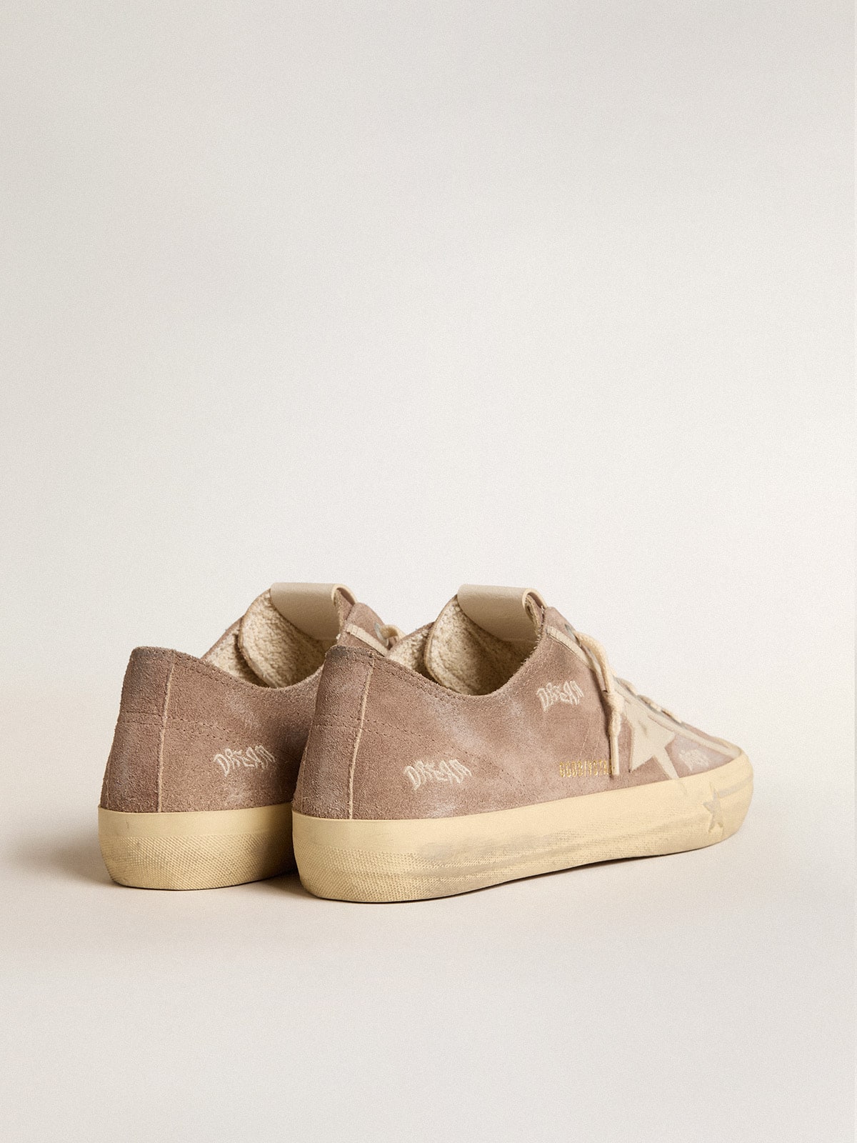 Golden Goose Men's V-Star in dove-gray suede with light gray leather star